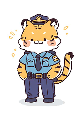 Cute Tiger Police Officer