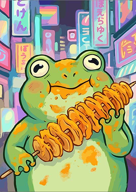 Tornado Potato Frog - Japanese Street Food Neon