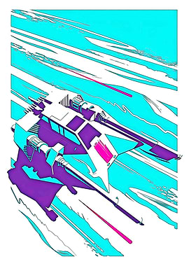 Futuristic Spaceship in Hyperspace