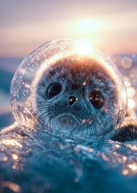 Small Fluffy Seal Water Bubble