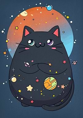 Cosmic Cat with Planets and Stars