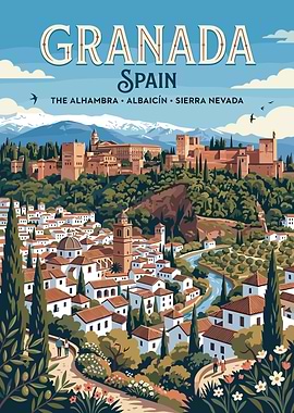 Granada Spain Travel Poster