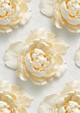 Cream Peony Floral Pattern
