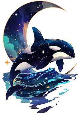 Orca Whale Under a Starry Moon