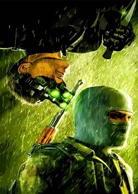 Sam Fisher and enemy in rain