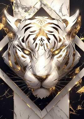 Golden White Tiger Portrait
