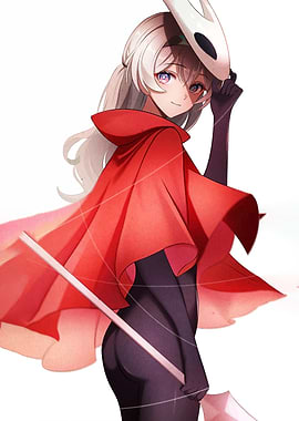 Anime Girl in Red Cape and Mask