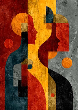 Abstract Geometric Figures with Textured Background
