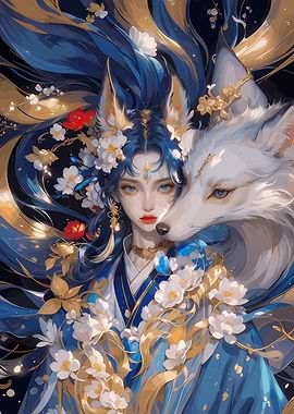 Enchanting Fox Spirit and Woman