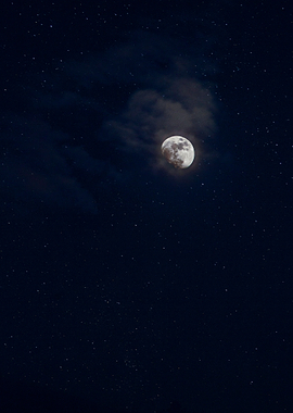 Moon Night Sky Poster — Dark Starry Space Photography, Minimalist Moon Wall Art