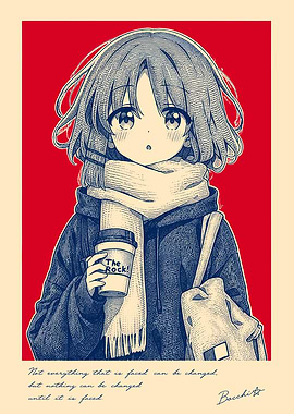 Anime Girl with Coffee Cup