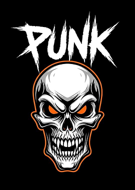 Punk Skull with Orange Eyes