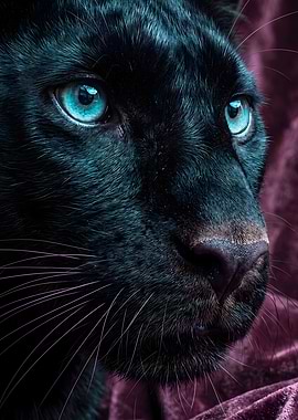 Close-up of a black panther's face