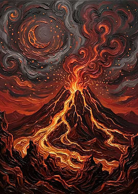 Volcano Eruption Painting