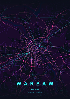 Warsaw City Map Poster