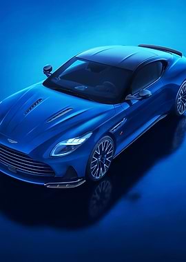 Blue Aston Martin Sports Car