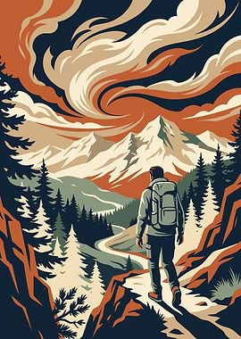Hiker in a Mountain Landscape