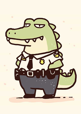 Cartoon Alligator Police Officer