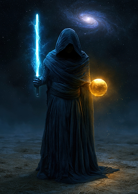 Cosmic Warrior with Lightsaber and Orb
