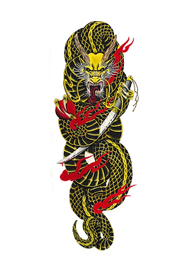 Dragon with Sword Tattoo Design