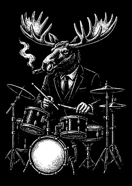 Moose Drummer Smoking Cigar