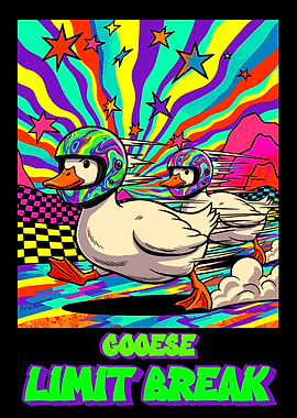 Ducks Racing with Psychedelic Background