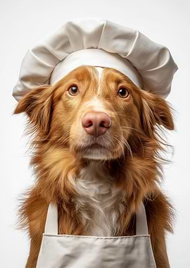 Chef Nova Scotia Duck Tolling Retriever in Chef Hat and Apron