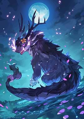 Mystical Dragon Under the Moon