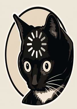 Black Cat with Loading Symbol