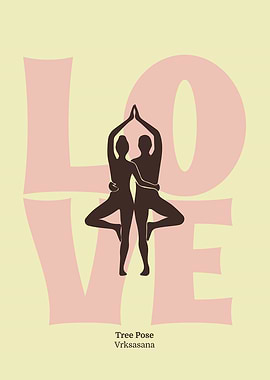 Couple Yoga Pose Print | Matisse Style Wall Art | Boho Love Poster