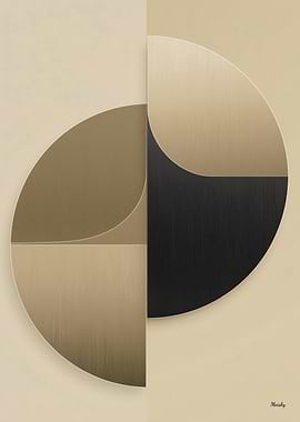 Japandi Luxury Geometric Balance No. 02 – Minimal Black and Gold Abstract Wall Art