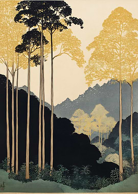 Tall Trees in a Japanese Landscape