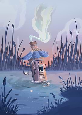 Magical Potion Bottle House in a Swamp