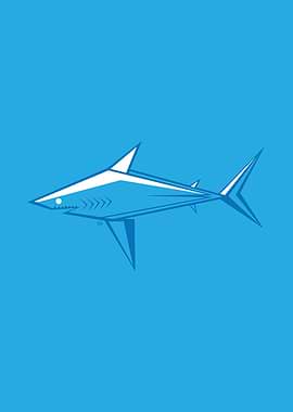 Minimalist Blue Shark Illustration