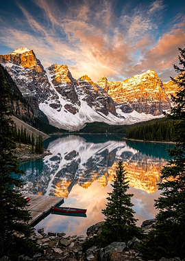 Moraine Lake Sunrise Reflection