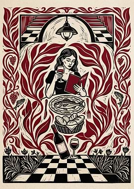 Woman reading menu at restaurant