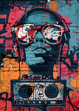 Graffiti Boombox and DJ Portrait