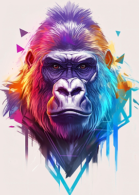 Vibrant Gorilla Portrait