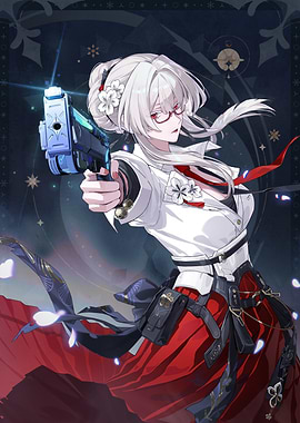 Anime Girl with Gun and Glasses
