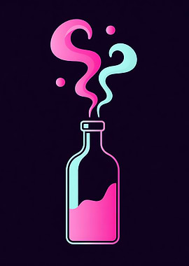 Bottle with Colorful Smoke