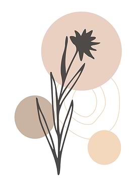 Minimalist Floral Illustration with Abstract Shapes