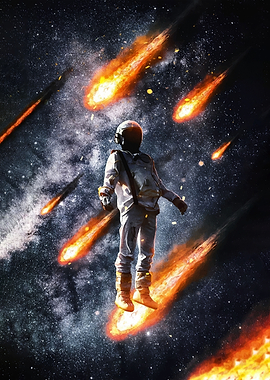 Astronaut in Meteor Shower