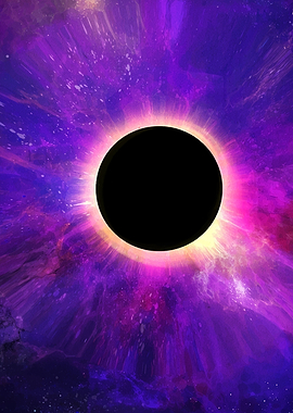 Cosmic Eclipse with Purple Nebula