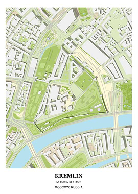 Kremlin Map Moscow Russia