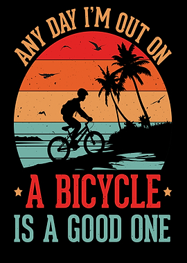Retro Bicycle Sunset Beach Scene