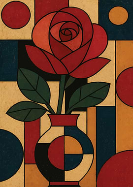 Geometric Rose in a Vase