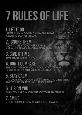 7 Rules of Life Lion Poster