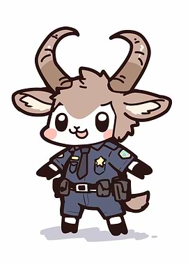 Cute Goat Police Officer