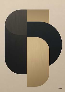 Luxury Architectural Geometry No. 03 – Japandi Minimal Abstract in Black and Gold