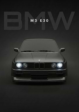 mate black BMW M3 E30 Front View
